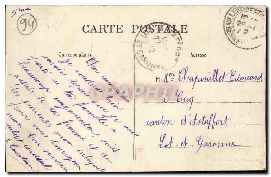 Villeneuve Saint Georges CPA Crue de la Seine fin janvier 1910 Panorama de Villeneuve le Roi  — Back
