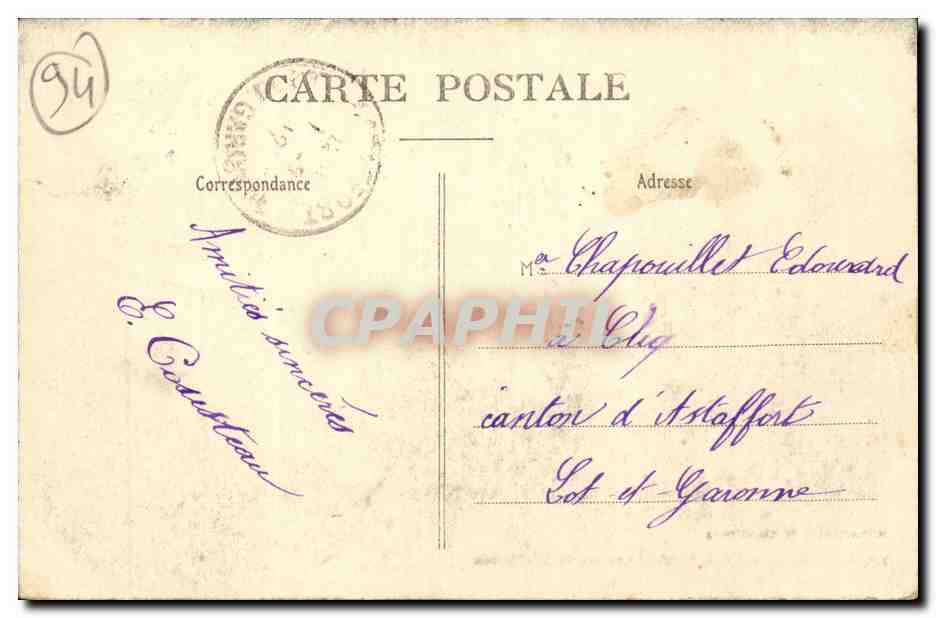Villeneuve Saint Georges CPA Les bords de l'Yerres (pecheur) — Back