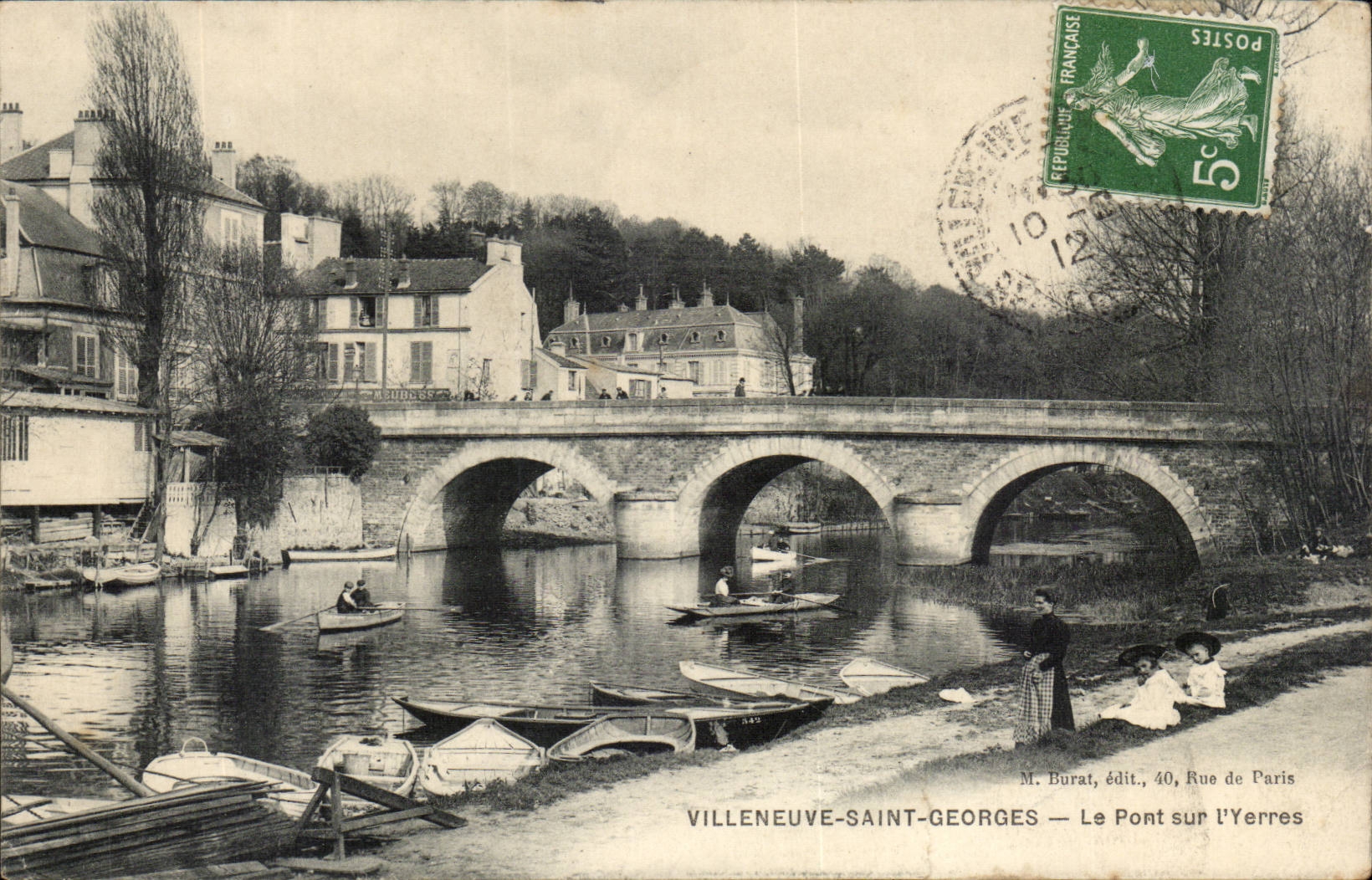 Villeneuve-Saint-Georges — De brug over de Yerres — M. Burat, uitgever, 40, Rue de Paris