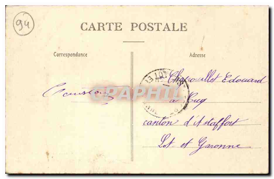 Villeneuve-Saint-Georges — De brug over de Yerres — M. Burat, uitgever, 40, Rue de Paris — Achterkant