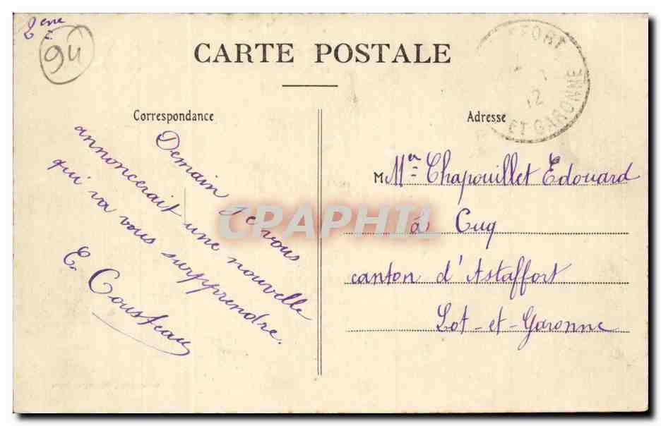 Villeneuve Saint Georges CPA Crue de la Seine Janvier 1910 Le remorqueur LA Mouette effectuant le sauvetage des sinistre — Back