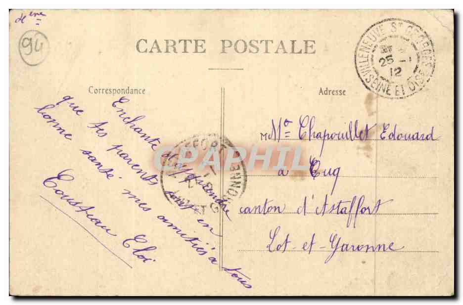 Villeneuve Saint Georges CPA Crue de la Seine Janvier 1910 Entree du restaurant Raquin  — Back
