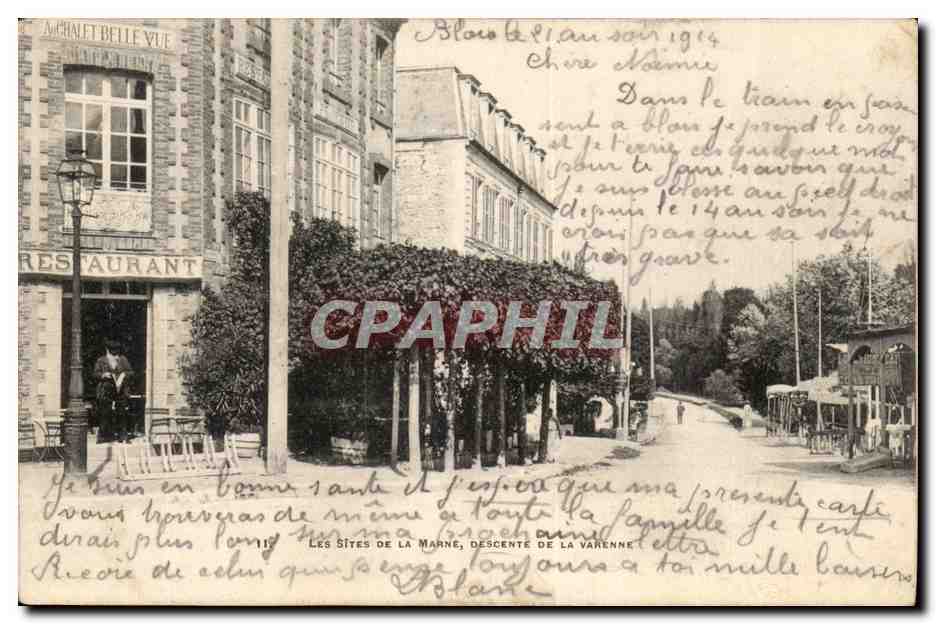 Les Sites de la Marne, descente de la Varenne — Restaurant 'Le Chalet Belle Vue' — éditeur Phalétron, n° 51