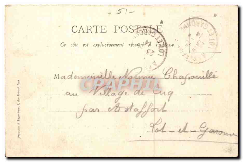 Les Sites de la Marne, descente de la Varenne — Restaurant 'Le Chalet Belle Vue' — éditeur Phalétron, n° 51 — Reverso