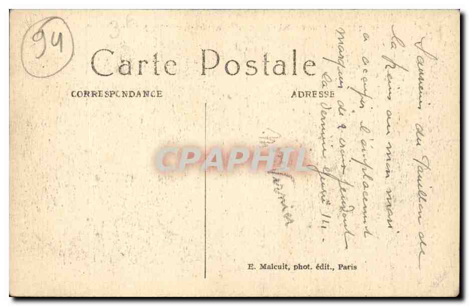 Vincennes CPA La chapelle et le pavillon de la reine — Rückseite