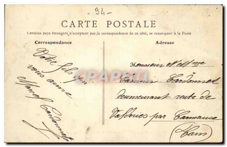 Le Perreux CPA Rue de la Station — Rückseite