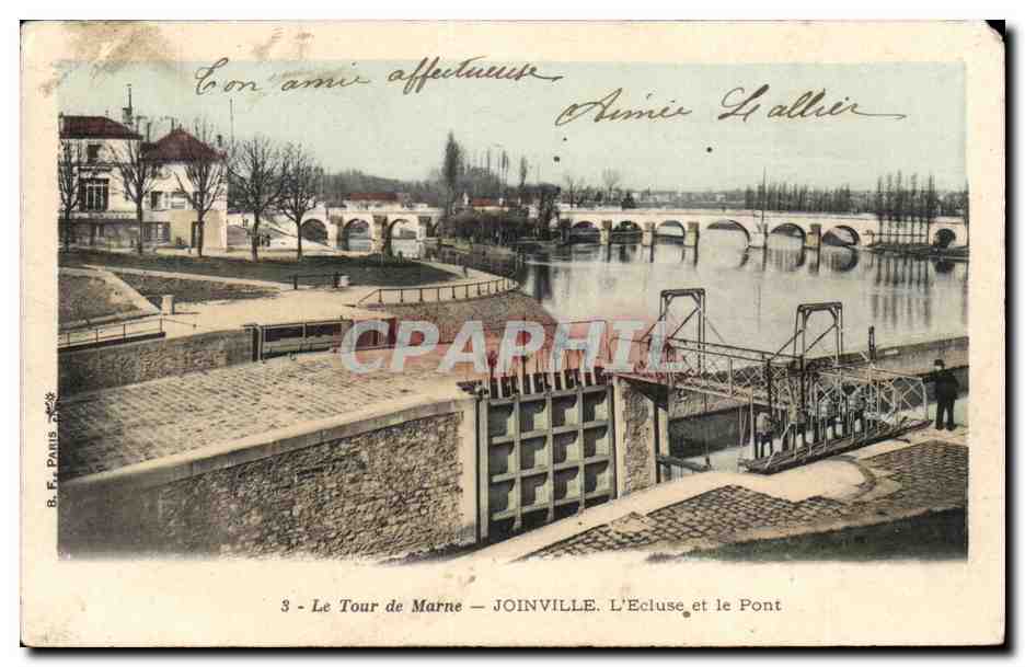 Joinville CPA L'ecluse et le pont Le tour de Marne