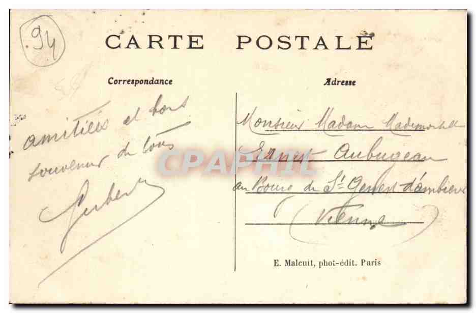Joinville-le-Pont — La Marne y los Muelles — E. M. — Reverso