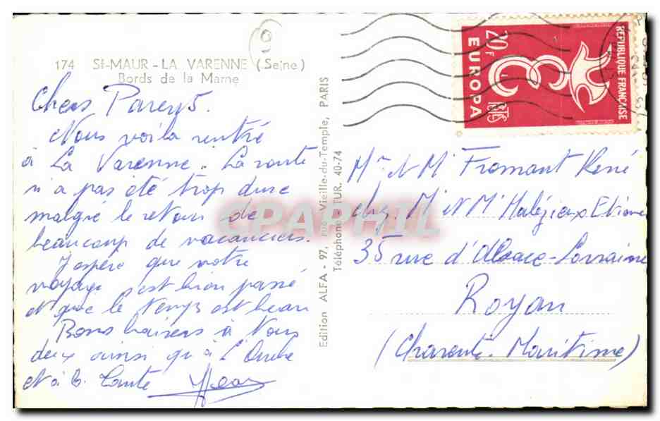 Saint Maur la Varenne CPM Bords de la MArne — Rückseite