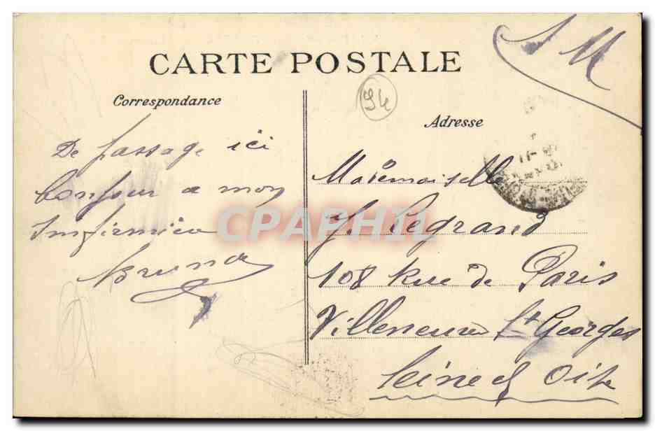 Villeneuve Saint Georges CPA Moulin de Senlis — Back