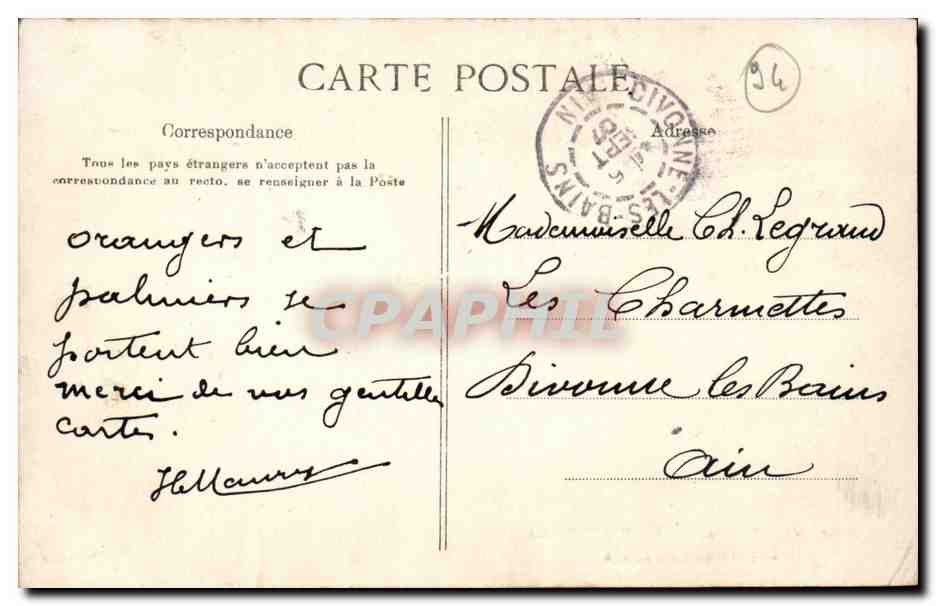 Villeneuve Saint Georges CPA les bords de l'Yerres — Back