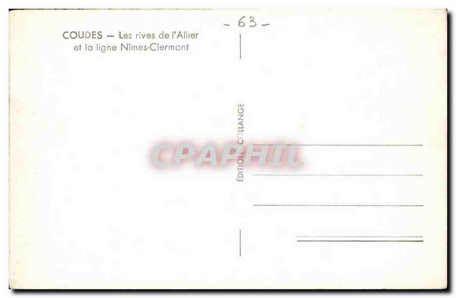 Coudes — Die Ufer des Allier und die Linie Nîmes-Clermont — Edition Collange — Rückseite