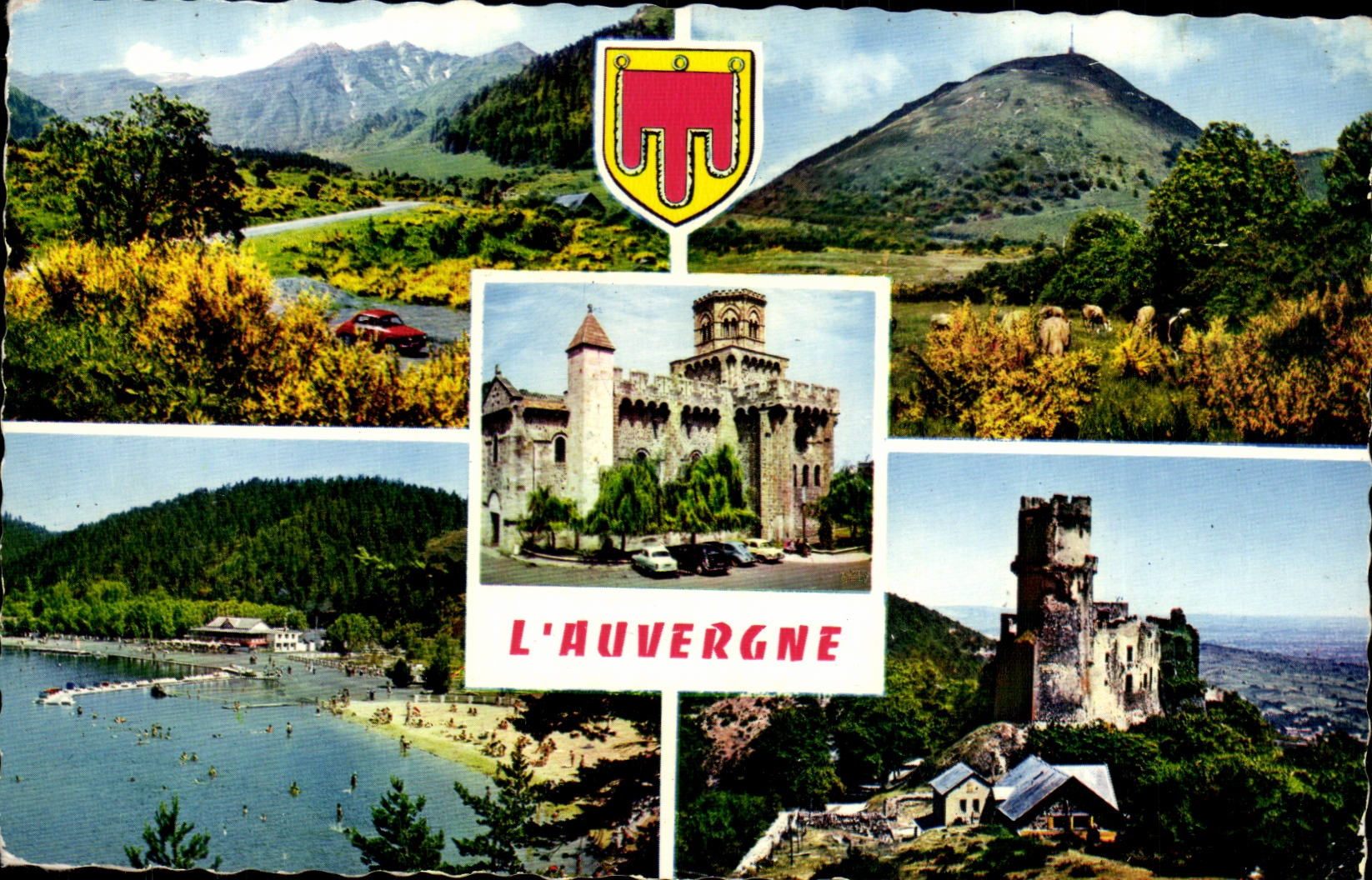 L'Auvergne — paysage, château, lac et ruines — Mexichrome