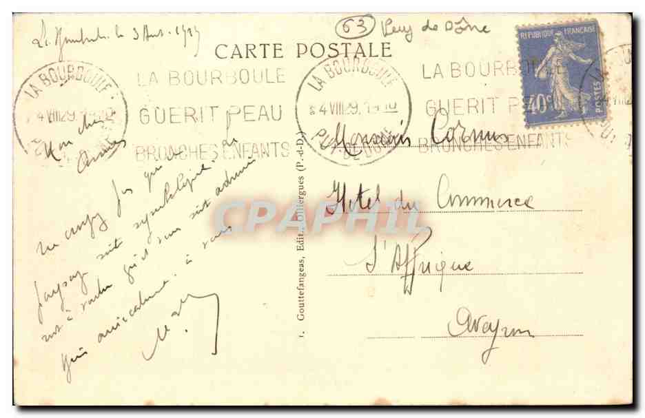 CPA Auvergne Vallee d'enfer Paysage (vaches) — Verso