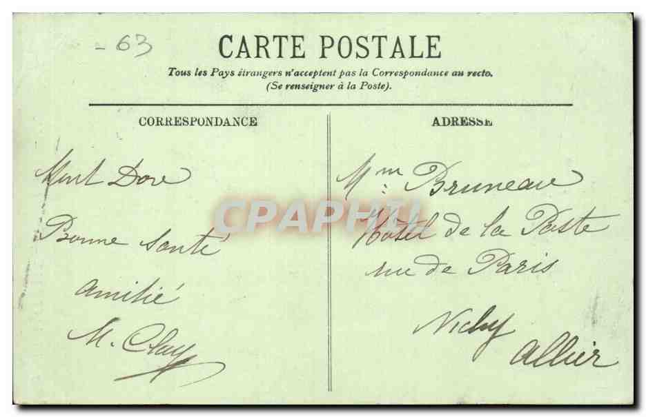 LE MONT-DORÉ — La Rue Ménaadier — éditeur M. Chay, n° 57 — Reverso