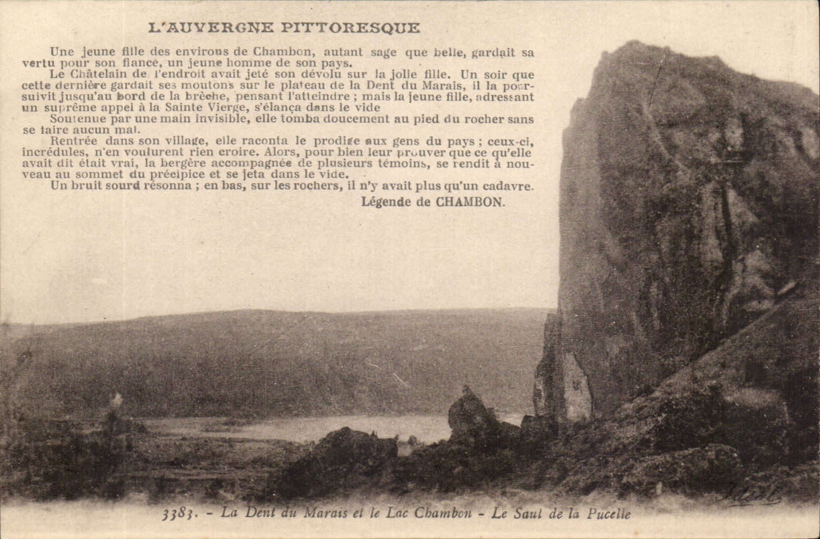 La Dent du Marais et le Lac Chambon — Le Saut de la Pucelle — Légende de Chambon — Éditeur : 3383