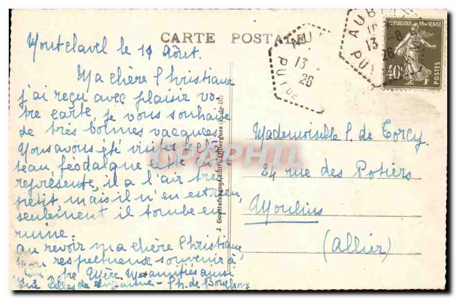 Château féodal de Tournoël — L'Auvergne — éditeur inconnu, n° de série non visible — Reverso