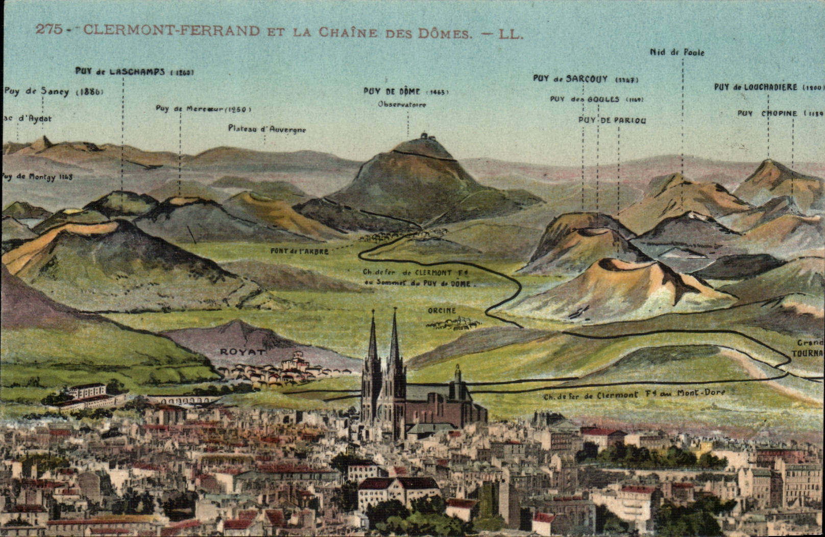 Clemont Ferrand - Et la Chaine des Domes - CPA 