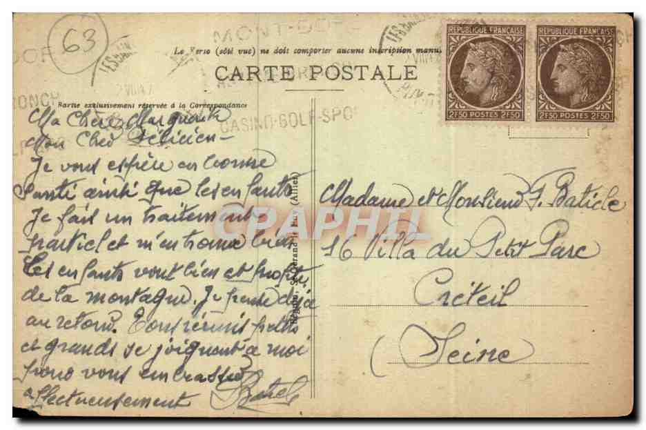 Terrasse du Casino et Allée d'Allonville — Le Mont-Dore — Idéal, n° 3212 — Reverso