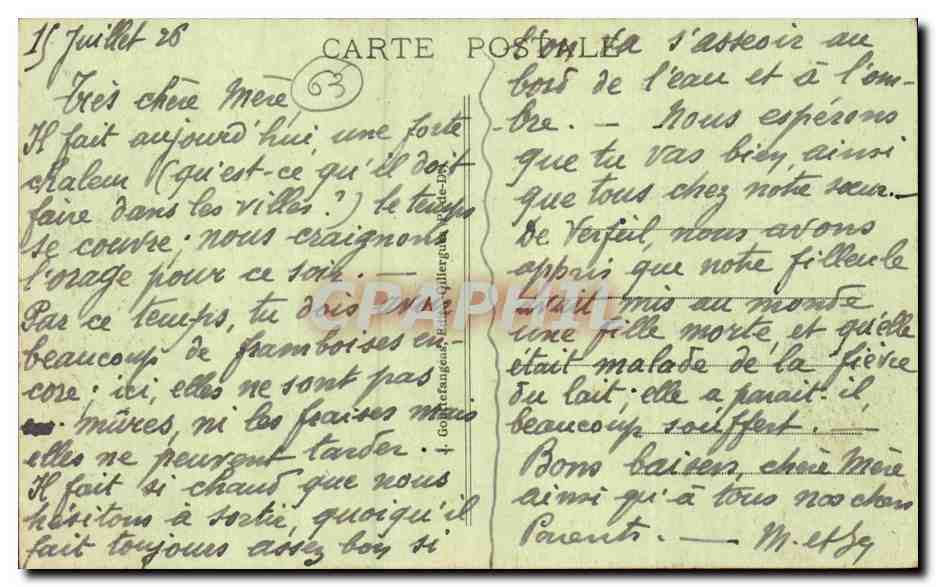 L'Auvergne — Scène de vie locale — G. D'O. n° 1011 — Verso
