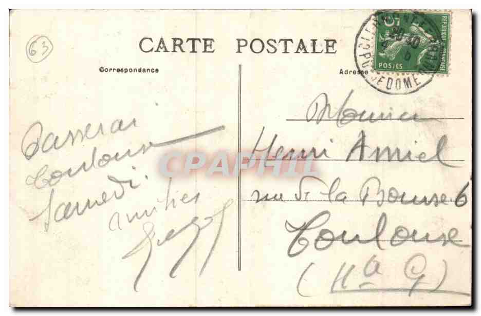 Clermont-Ferrand — Vue générale — L'Auvergne 831 — Verso