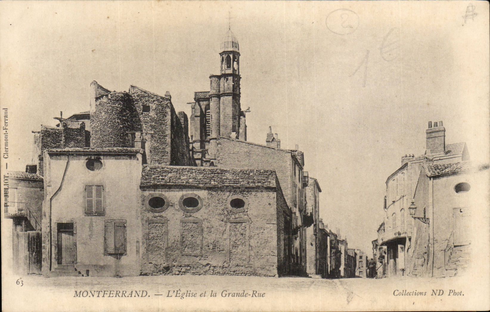 Montferrand - L'Eglise et la Grande Rue - CPA 