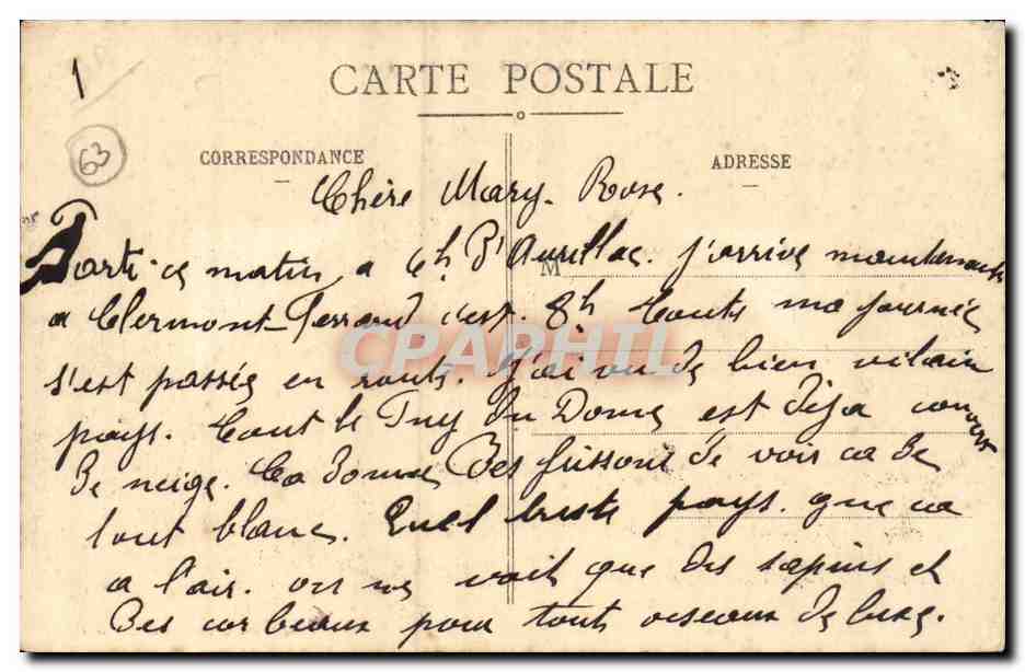 Clermont-Ferrand — Vue générale — Éditeur inconnu, n° 13 — Verso