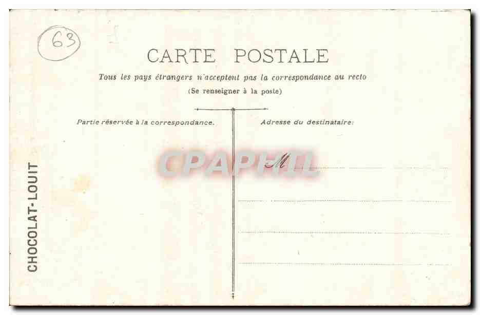 Clermont Ferrand - Blaise Pascal - Edifie pour le Chocolat Louit - CPA  — Verso