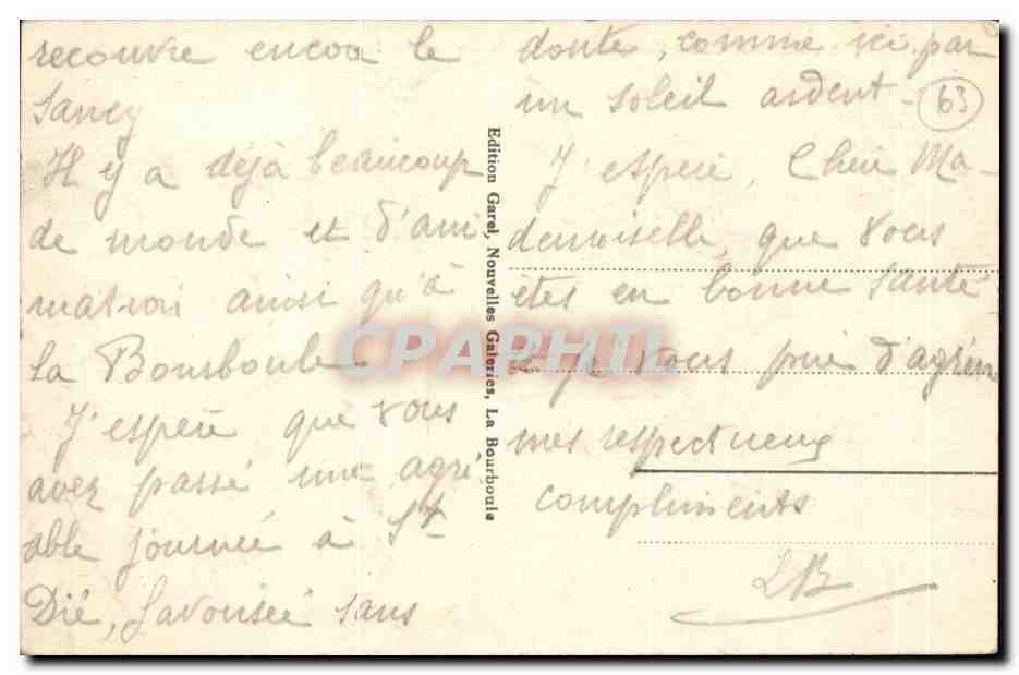 La Bourboule - Vue Generale prise du Rocher des fees - CPA  — Rückseite