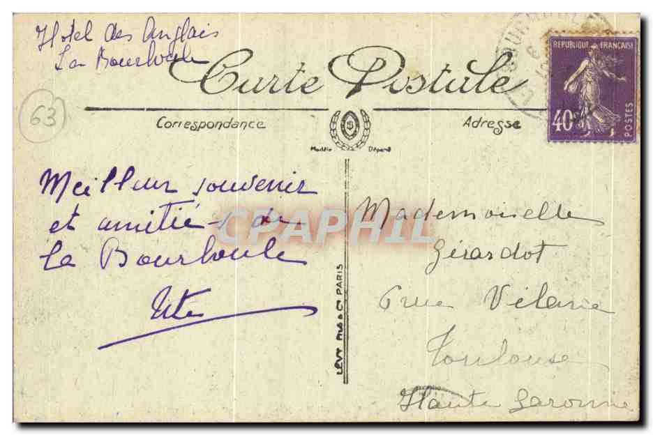 La Bourboule - Le Dordogne et l'Eglise - CPA  — Rückseite