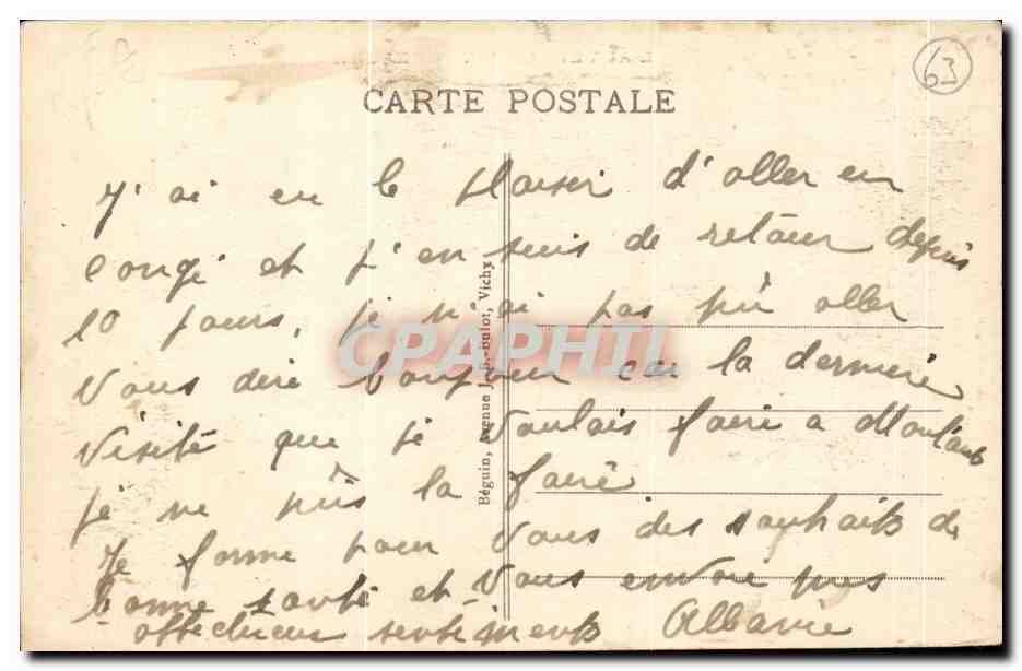 La Bourboule — Gipfel der Roche des Fées und Plateau de Charlanne — Verlag Idéal, Nr. 3049 — Rückseite