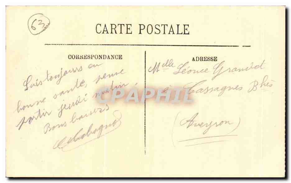 Le Mont Dore - vus de l'observatoire du puy de dome 1407 m d'alt - CPA  — Verso