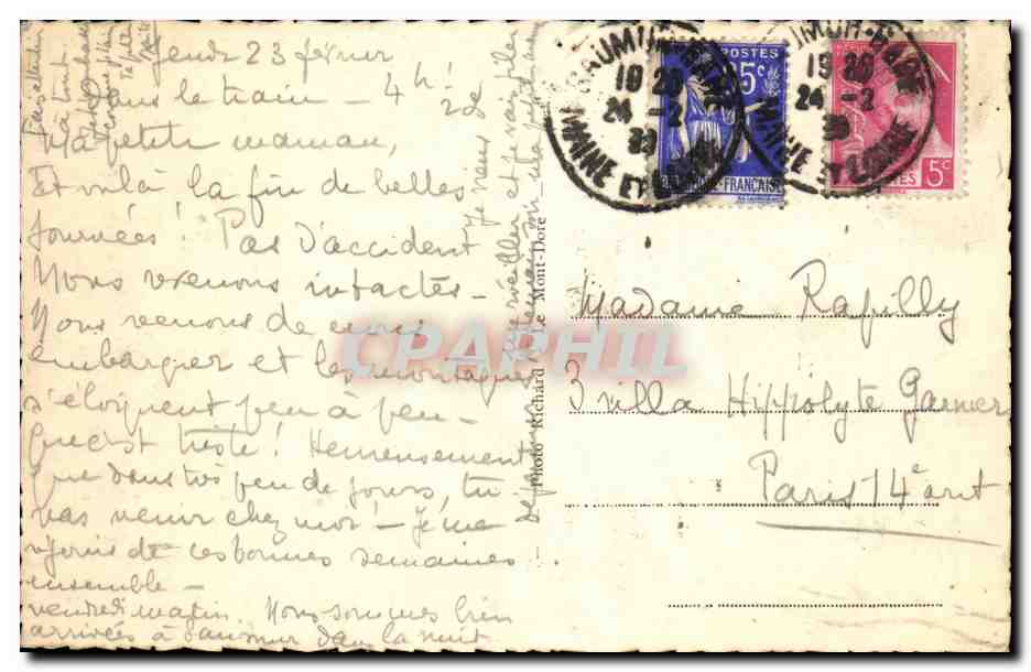 Le Mont Dore Le Sancy 1886 metres - CPA  — Verso