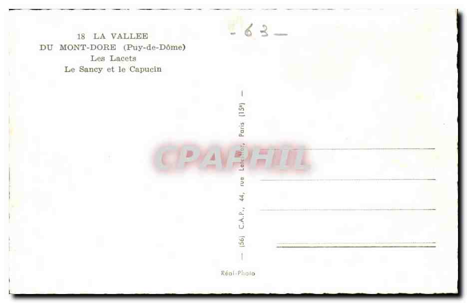 La vallee - Mont Dore Les Lacets - Le Sancy et le Capucin - CPA  — Verso