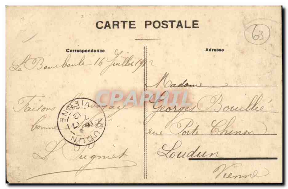 La Bourboule CPA Vue generale prise de la Fenestre — Rückseite