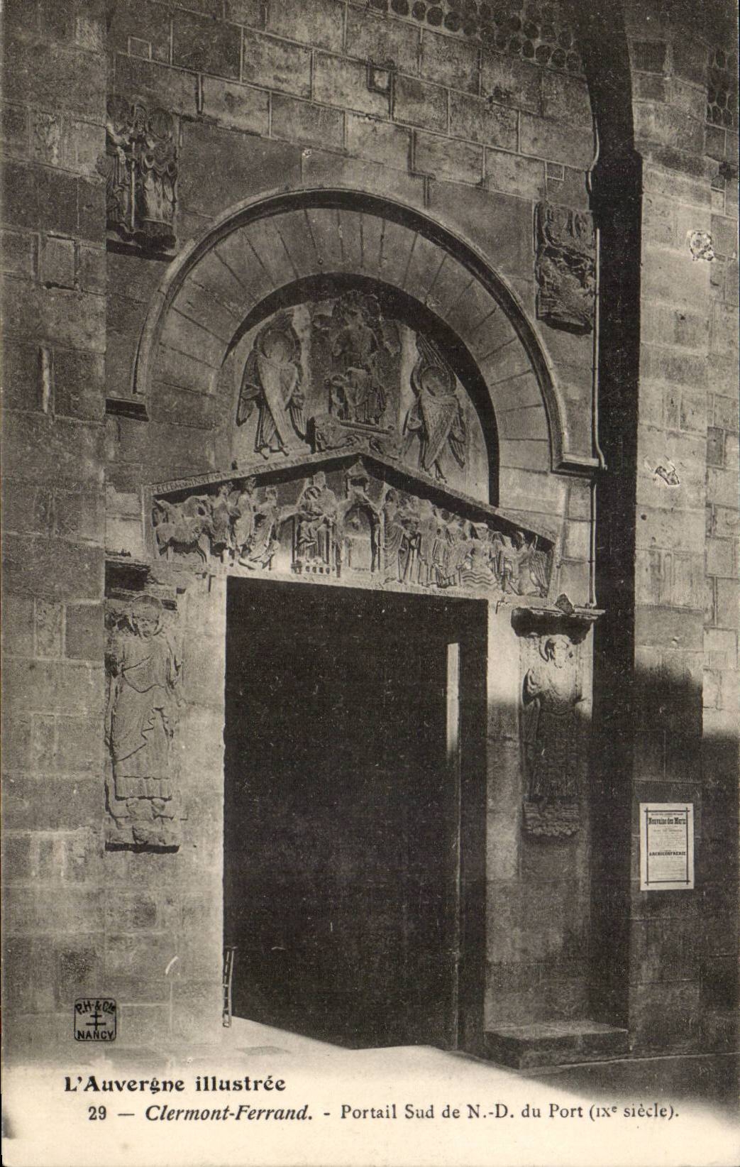 Clermont-Ferrand — Portail Sud de N.D. du Port (11e siècle) — L'Auvergne illustrée, n°29