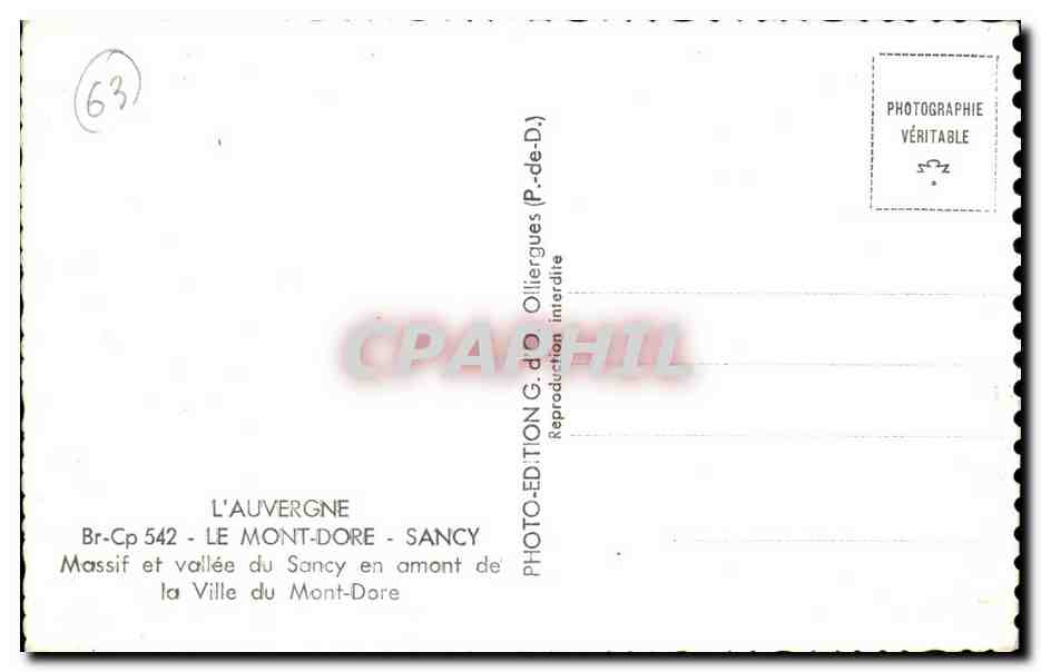 Le Mont Dore - Sancy - Massif et Vallee du Sancy en amant de la ville du Mont Dore - CPA  — Verso