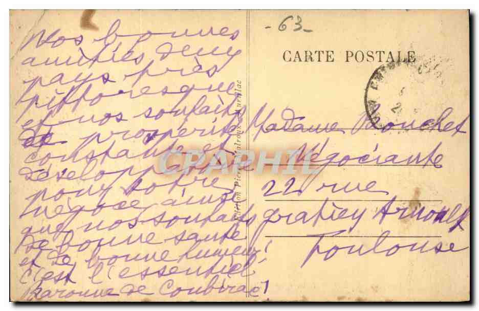 Entraygues - Pont Notre-Dame — L'Auvergne — B. 225 — Rückseite