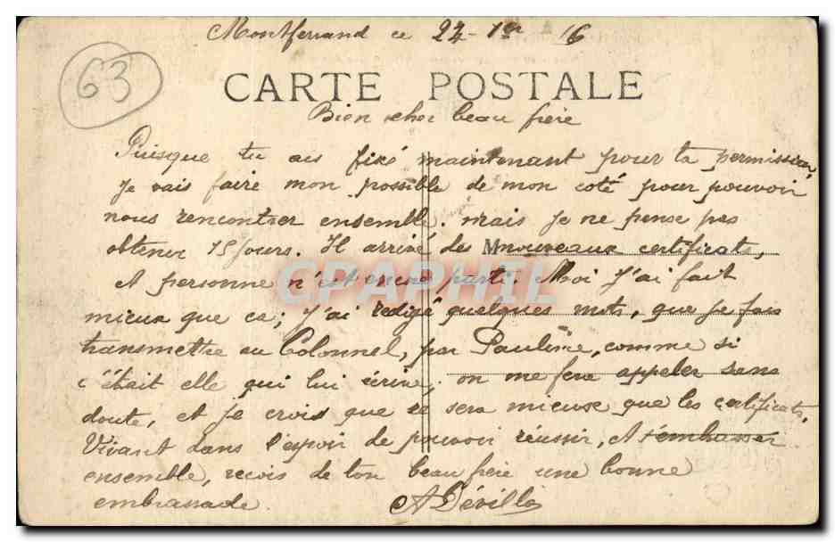 Le Mont-Dore — Vue Générale prise du Chemin des Artistes — Éditeur : Auvergne Pittoresque, n° 3358 — Rückseite