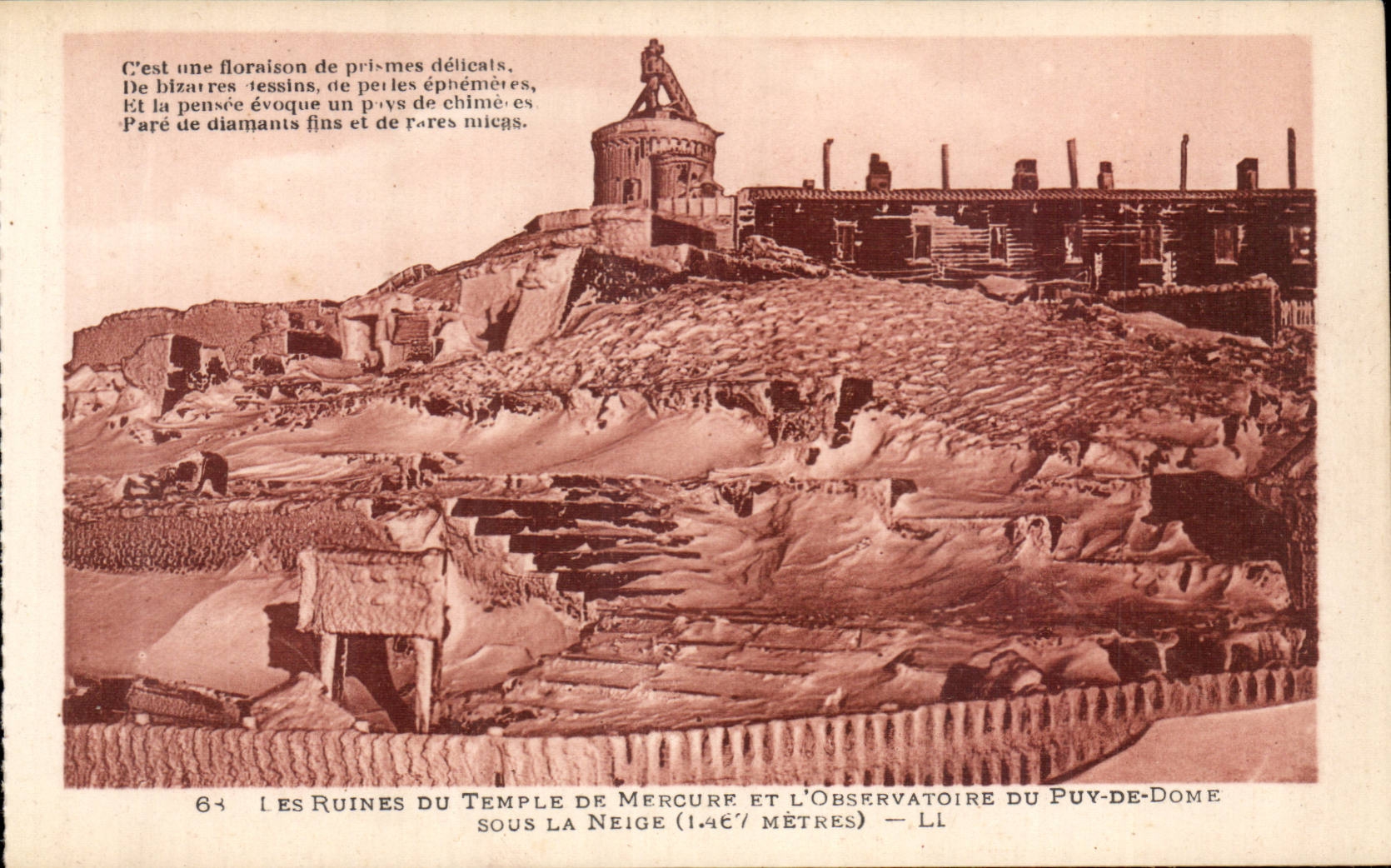 Les Ruines du Temple de Mercure et l'Observatoire du Puy-de-Dôme — sous la neige (1.467 mètres) — L1