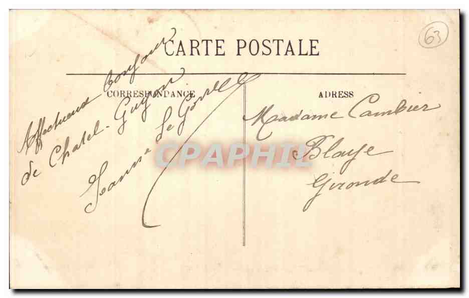 chatel Guyon CPA Avenue Baraduc Etablissement thermal et le casino Vue prise du Splendid — Rückseite