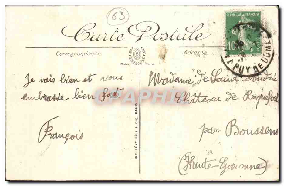 La Bourboule - Le Dordogne et L'Eglise - CPA  — Rückseite