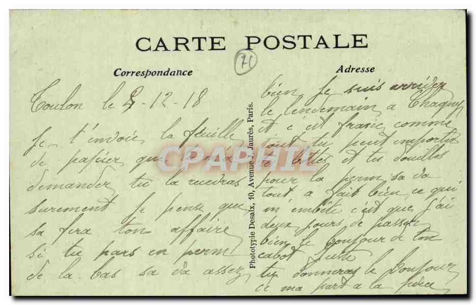 Toulon sur Arroux CPA Les bords de l'Arroux — Rückseite