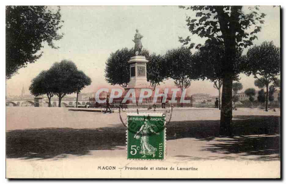 Macon CPA Promenade et statue de Lamartine