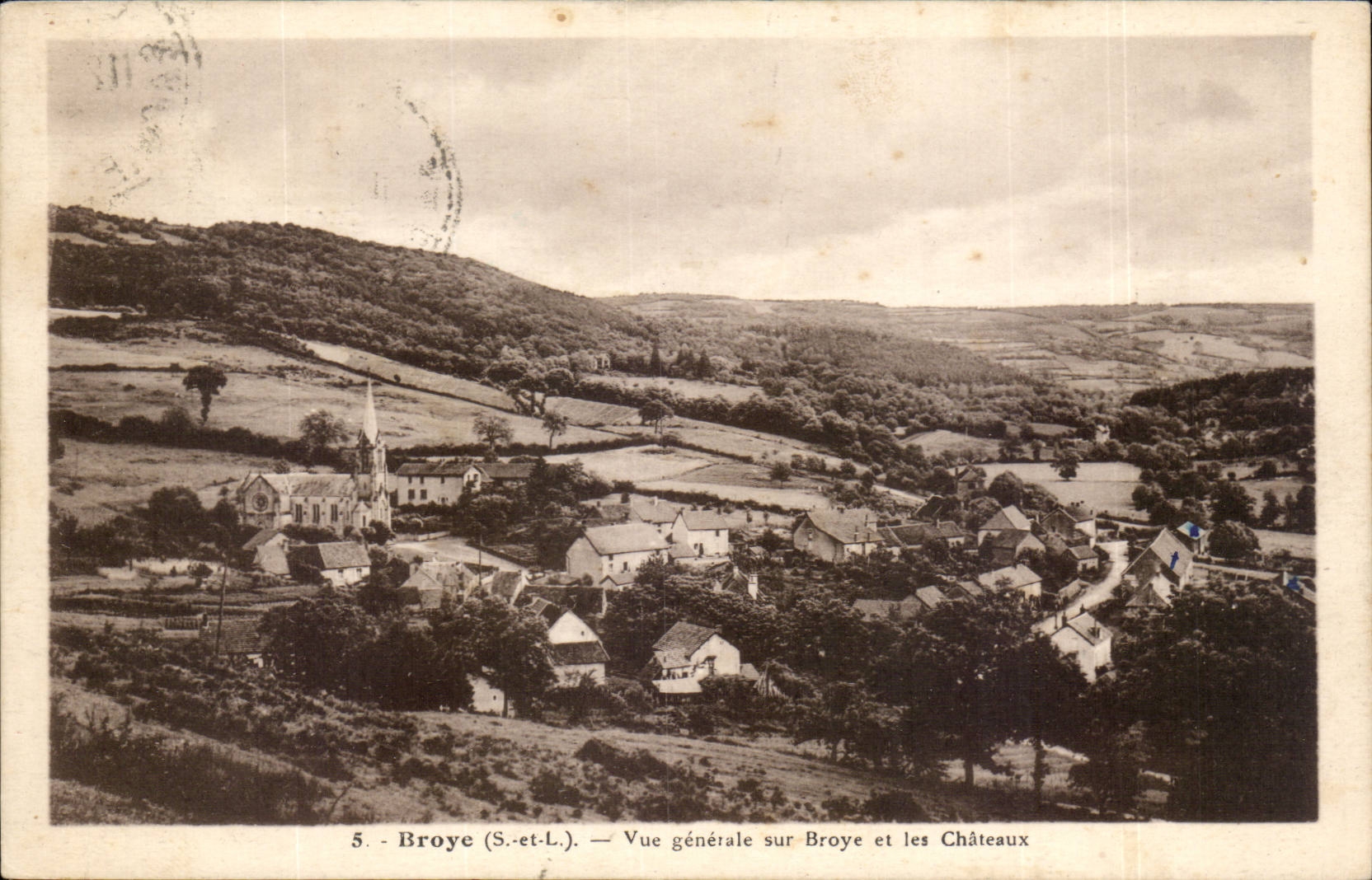 Broye CPA Vue generale sur BRoye et les chateaux