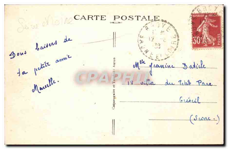 Broye CPA Vue generale sur BRoye et les chateaux — Verso