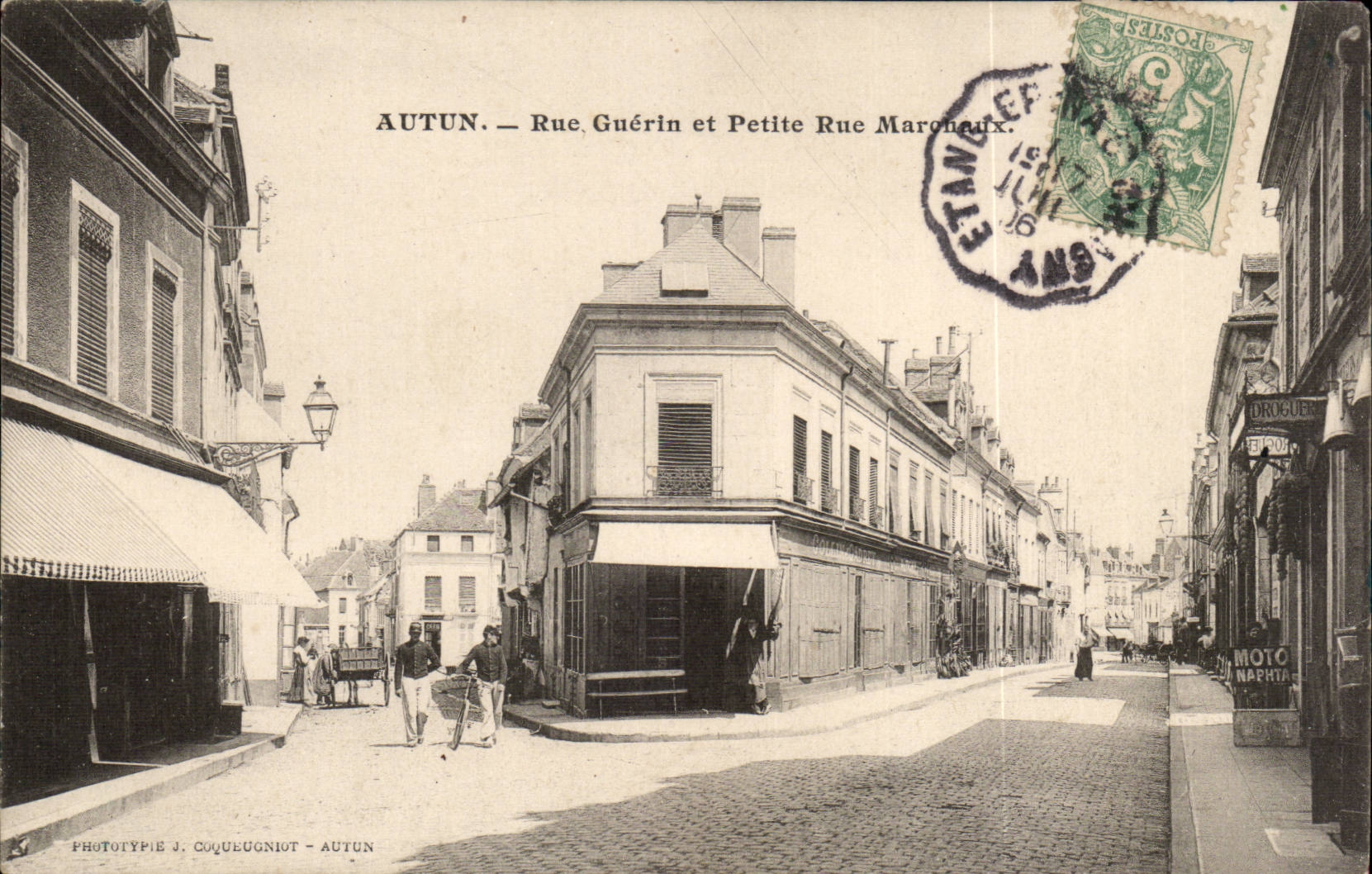 Autun — Rue Guérin et Petite Rue Maronaux — Phototypie J. Coqueugniot - Autun