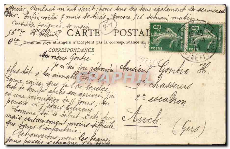 CPA Chalon sur Saone Caserne Carnot Militaria — Rückseite