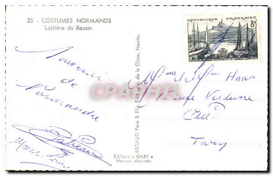 Costumes normands CPA Laitiere du Bessin (ane donley) — Rückseite