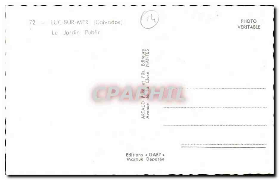 Luc sur Mer CPA Le jardin public — Rückseite